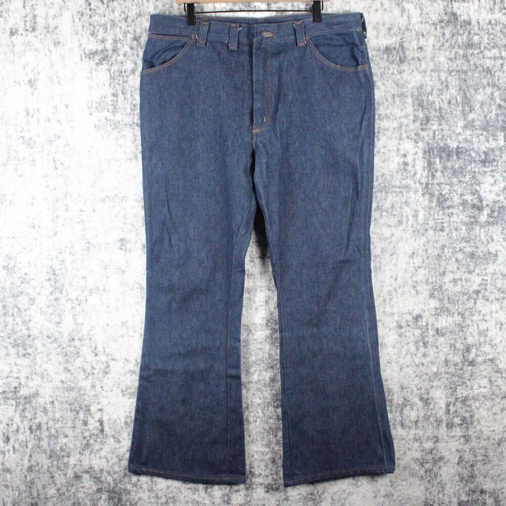 Vintage 70s Sedgefield Jeans 38 x 31 Denim Flare Leg Do Nothing Talon Zip Mens